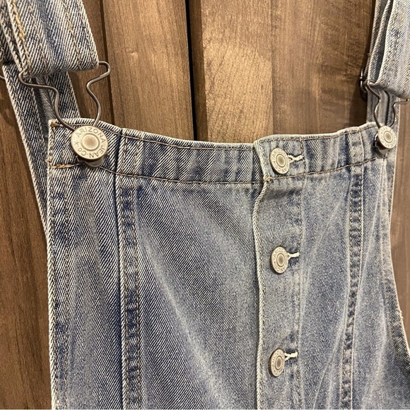 NWT Arizona Jean Co Large Bib Overalls Distressed Flared Frayed Hem - Picture 3 of 11